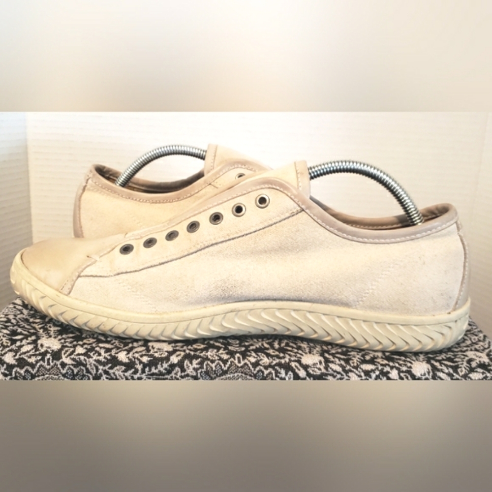 Men’s John Varvatos Star Laceless Low Top Sneaker Size 11 Medium Beige - Picture 3 of 14
